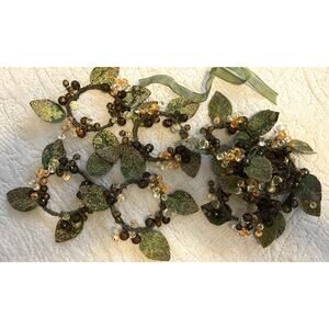 NWOT Beautiful Beaded Wired Set of 8 Napkin Rings Boho Sparkly Autumn